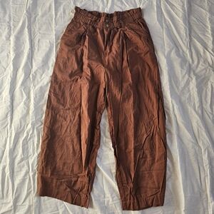 Lucky Brand M Wide Leg high waist elastic waist lightweight Brown Chinos